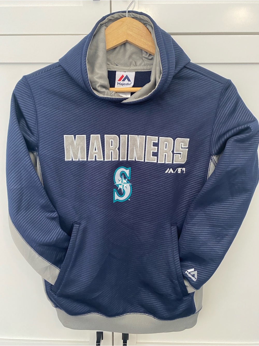 MAJESTIC Seattle Mariners Baseball Kids Navy Pullover Hoodie‎ Youth M (10-12)